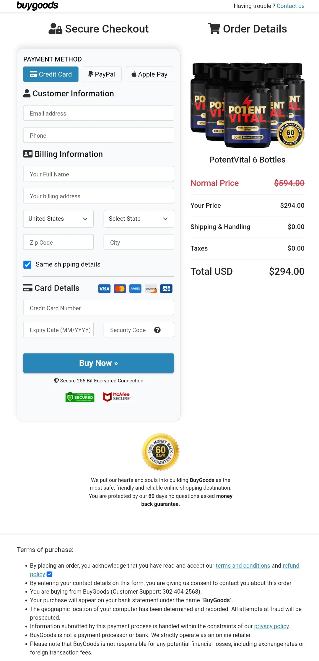 PotentVital order form